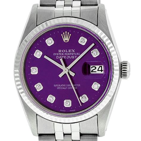 authentic rolex datejust 36mm dial purple|rolex datejust 36 diamond bezel.